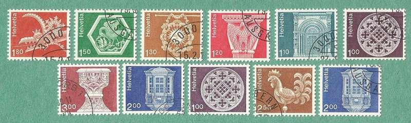 Switzerland Stamp Used 1970`s Building ornaments Definitive issue