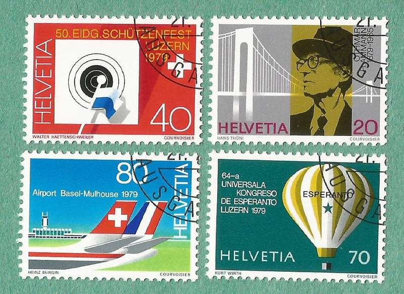 Switzerland Used 1979 Events - The 100th Anni of Othmar Ammann Esperanto Congress, Luzern, Basel Air