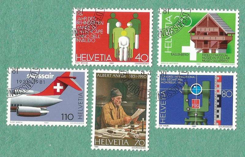 Switzerland Used 1981 Singles stamps, Anniversaries and Events