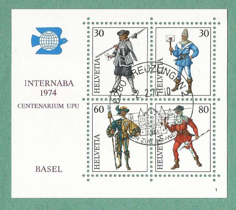 Switzerland Used 1974 International Philatelic Exhibition INTERNABA 1974, Basel - Military Uniforms