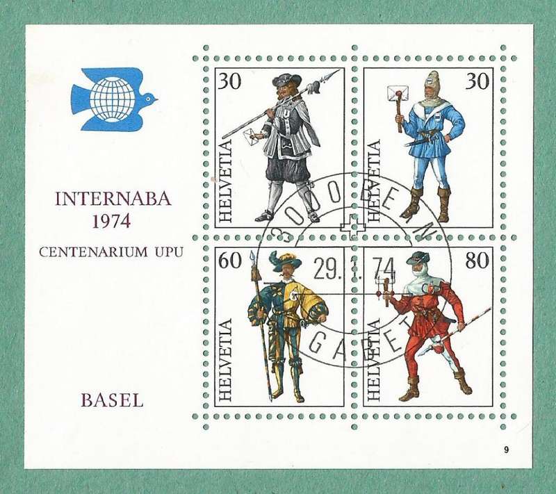 Switzerland Used 1974 International Philatelic Exhibition INTERNABA 1974, Basel - Military Uniforms
