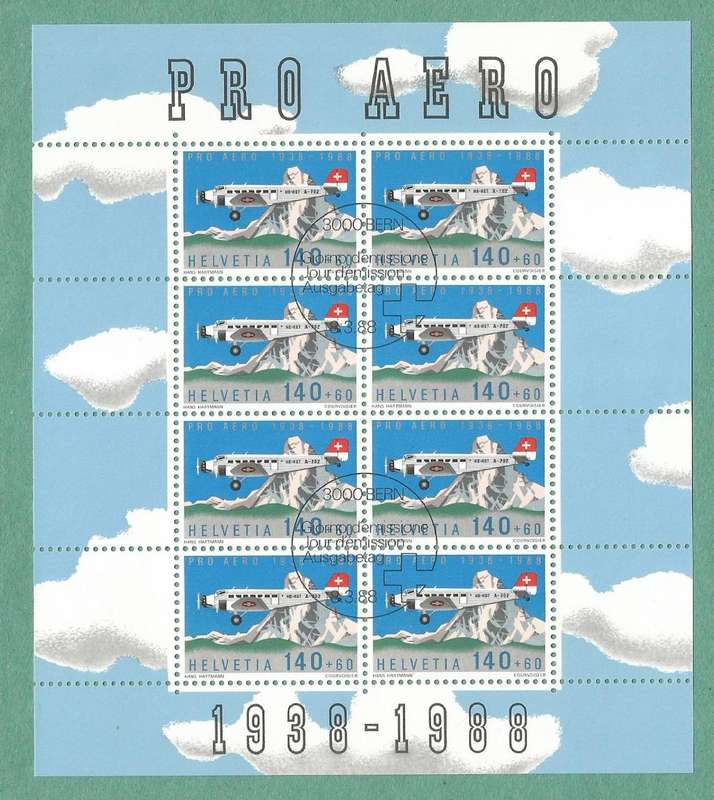 Switzerland Used 1988 The 50th Anniversary of Pro Aero Foundation