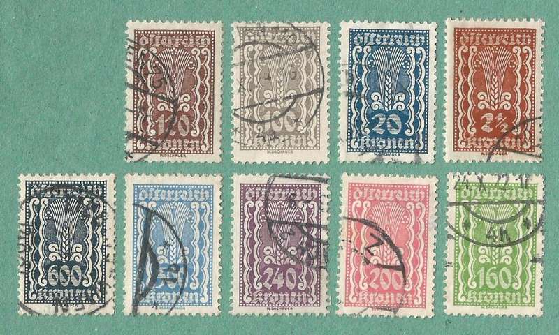 Austria Used 1922 -1924 The Republic of Austria `Wheat`