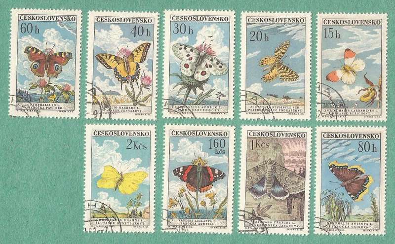 Czechoslovakia Used 1961 Butterflies and Moths