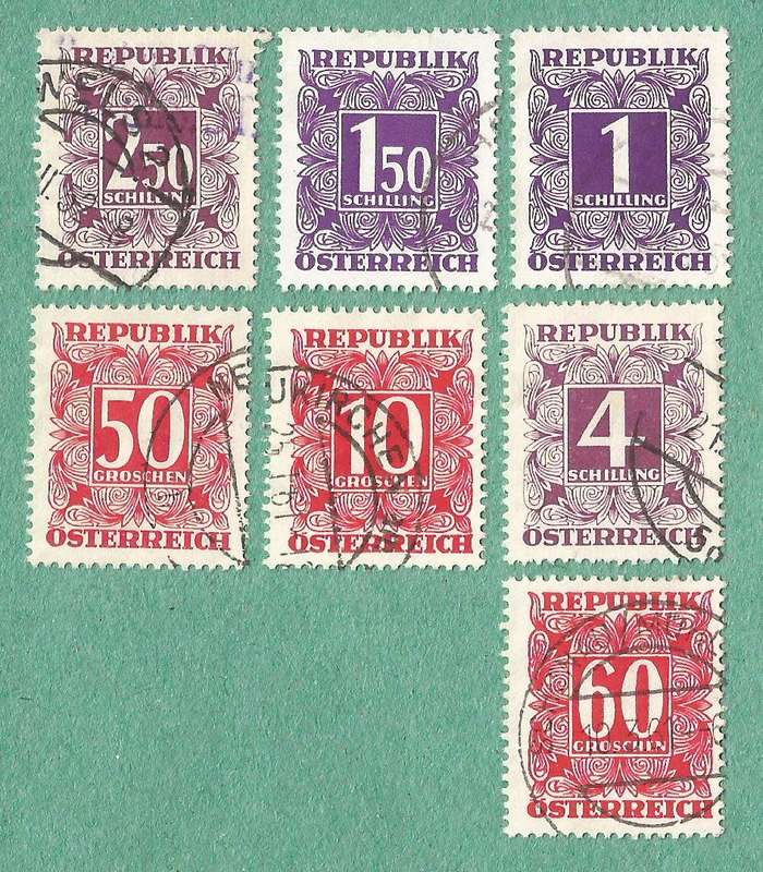 Austria Used Postage Dues 1949 -1957 Numeral Stamps - New Design