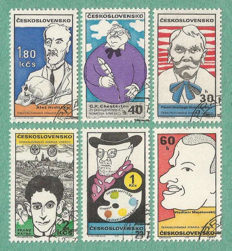 Czechoslovakia Used 1969 UNESCO - Cultural Personalities of the 20th Century in Caricature