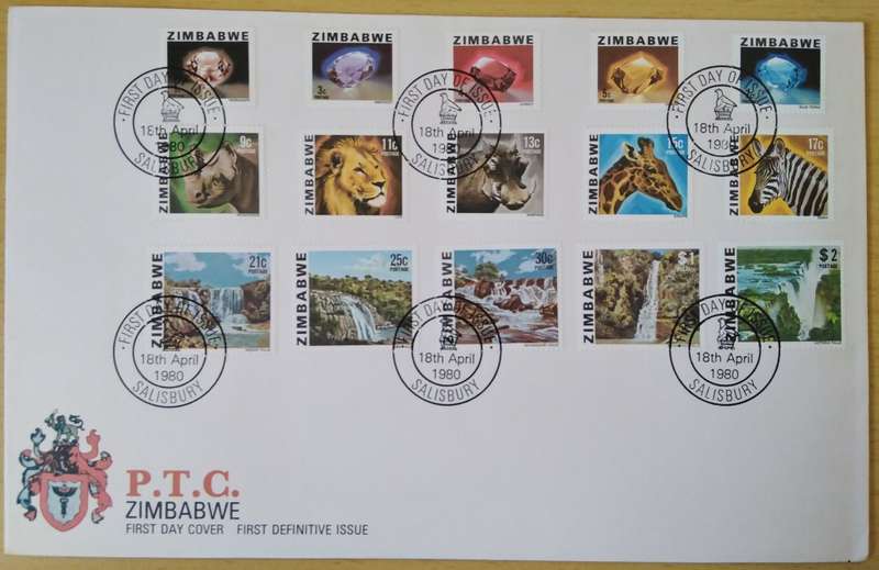 1980-Zimbabwe-FDC-First Definitive Issue.