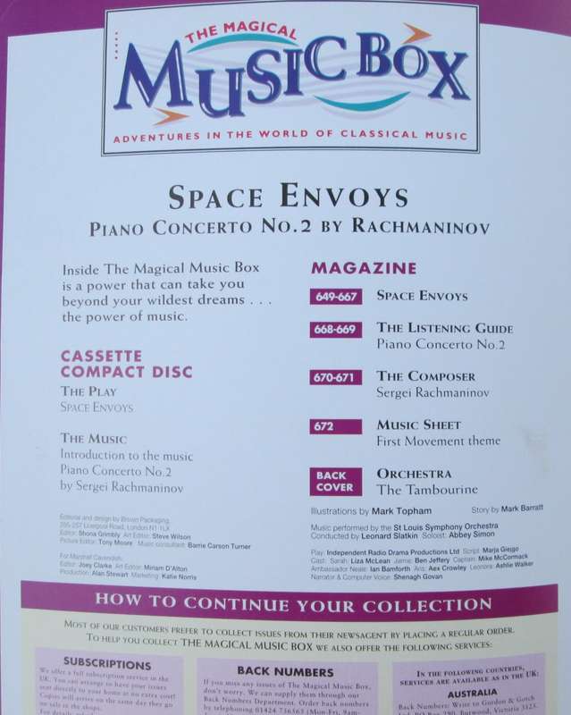 1996-Collectible-The Magical Music Box-No28-Magazine + CD. Space Envoys. Sold As Is.