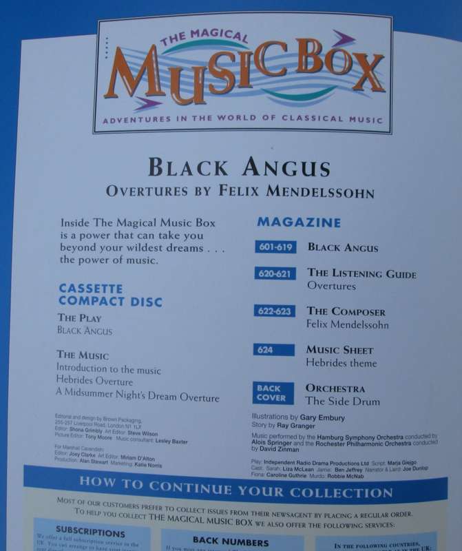 1995-Collectible-The Magical Music Box-No26-Magazine + CD. Black Angus. Sold As Is.
