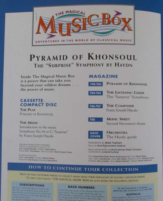 1996-Collectible-The Magical Music Box-No32-Magazine + CD. Pyramid of Khonsoul. Sold As Is.