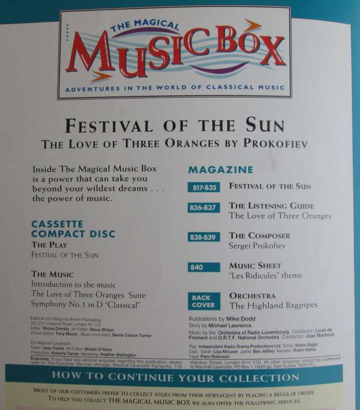 1996-Collectible-The Magical Music Box-No35-Magazine + CD. Festival of The Sun. Sold As Is.