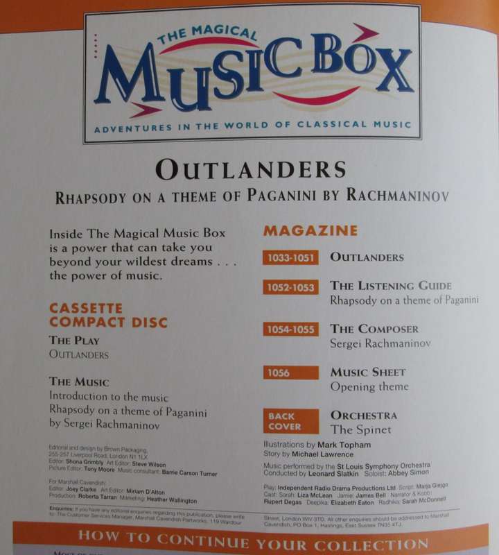 1996-Collectible-The Magical Music Box-No44-Magazine + CD. Outlanders. Sold As Is.