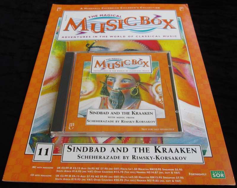 1995-Collectible-The Magical Music Box-No11-Magazine + CD. Sindbad and The Kraaken. Sold As Is.