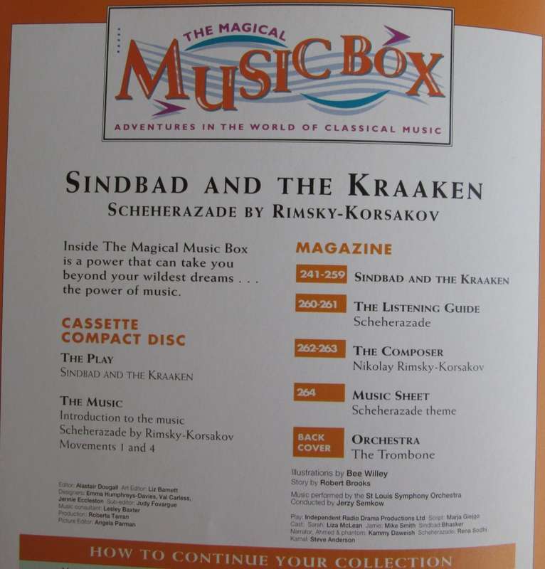 1995-Collectible-The Magical Music Box-No11-Magazine + CD. Sindbad and The Kraaken. Sold As Is.
