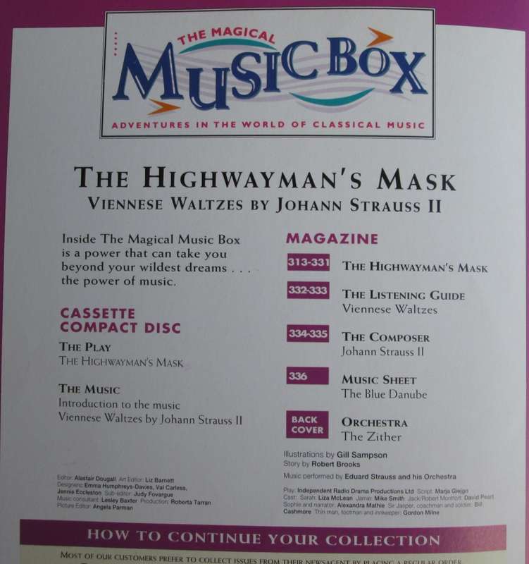 1995-Collectible-The Magical Music Box-No14-Magazine + CD. The Highwayman`s Mask. Sold As Is.