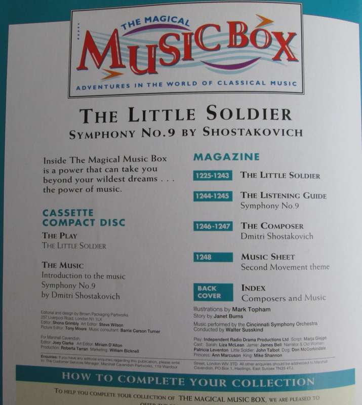 1996-Collectible-The Magical Music Box-No52-Magazine + CD. The Little Soldier. Sold As Is.