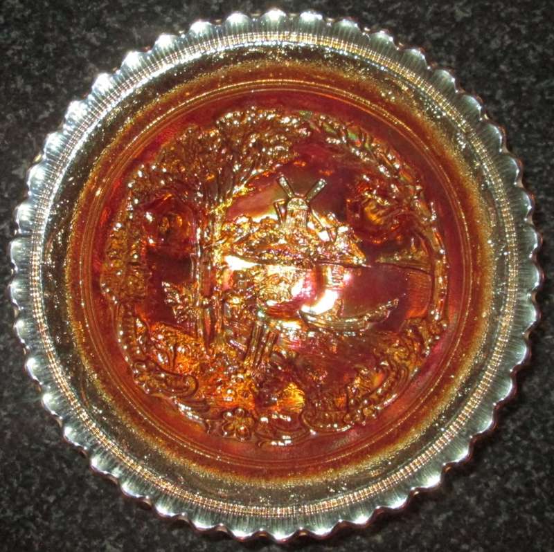 Home Decor-Carnival Glass-Bowl-Double Dutch Imperial -Good Condition