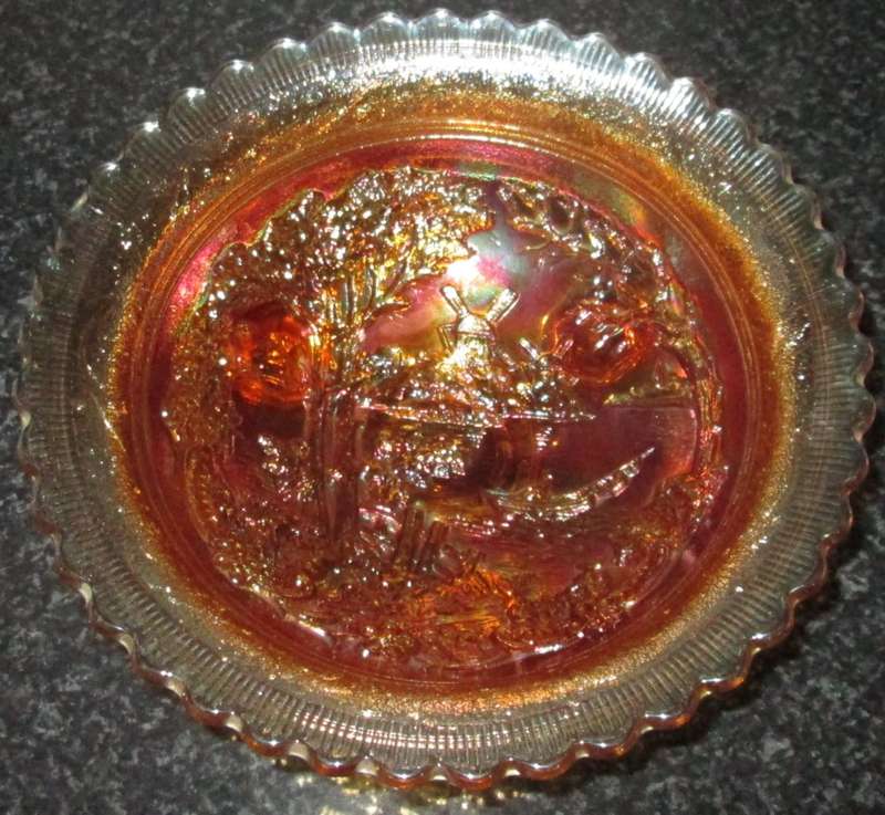 Home Decor-Carnival Glass-Bowl-Double Dutch Imperial -Good Condition