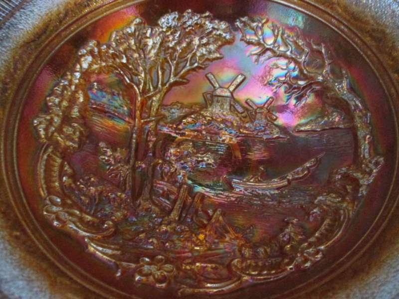Home Decor-Carnival Glass-Bowl-Double Dutch Imperial -Good Condition