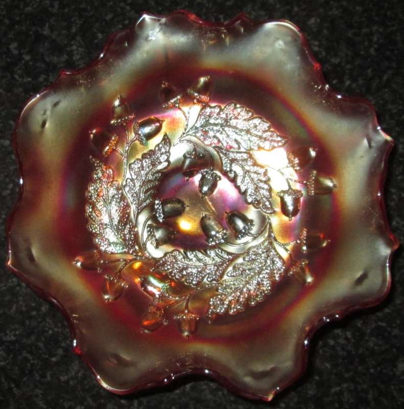 Home Decor-Carnival Glass-Bowl-Acorn/Fenton Glass -Good Condition