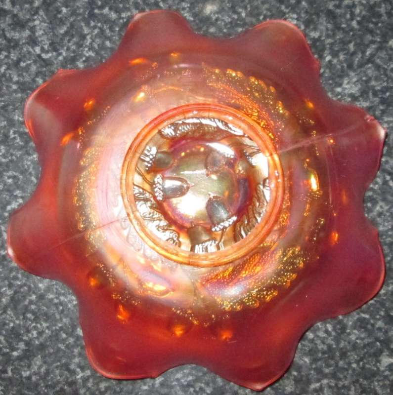 Home Decor-Carnival Glass-Bowl-Acorn/Fenton Glass -Good Condition
