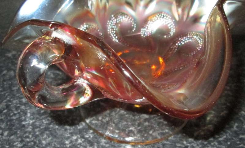 Home Decor-Carnival Glass-Bon Bon Dish-Questions Marks by Dugan 1910  -Good Condition