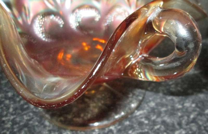 Home Decor-Carnival Glass-Bon Bon Dish-Questions Marks by Dugan 1910  -Good Condition