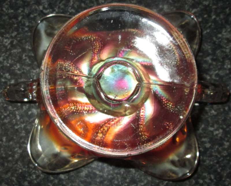 Home Decor-Carnival Glass-Bon Bon Dish-Questions Marks by Dugan 1910  -Good Condition