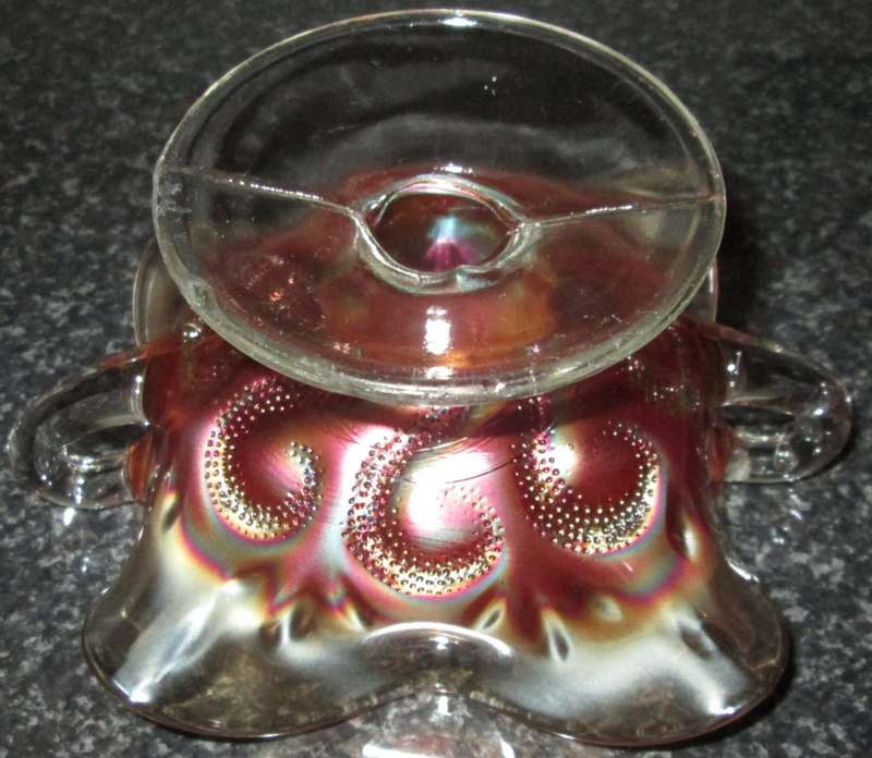 Home Decor-Carnival Glass-Bon Bon Dish-Questions Marks by Dugan 1910  -Good Condition