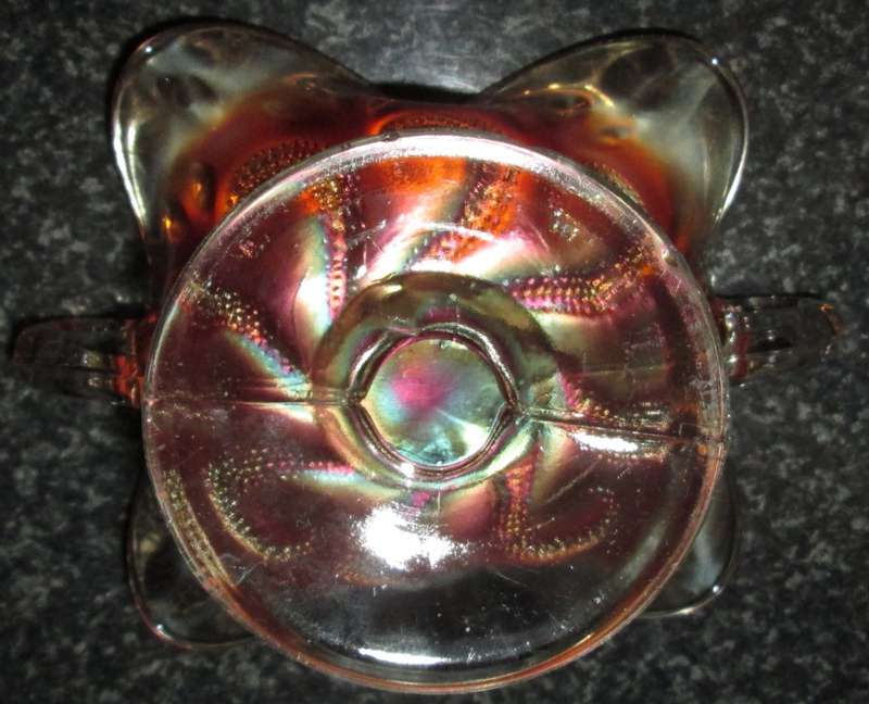 Home Decor-Carnival Glass-Bon Bon Dish-Questions Marks by Dugan 1910  -Good Condition