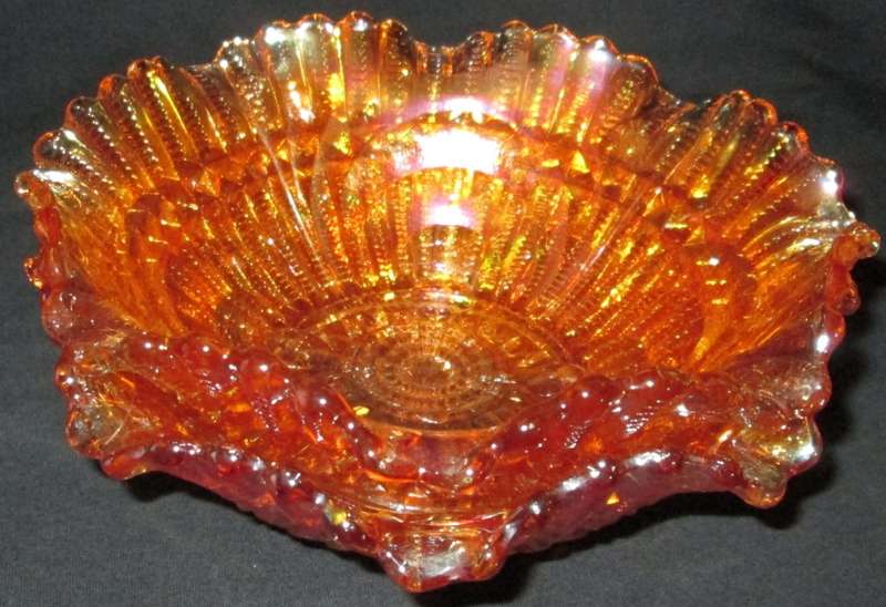 Home Decor-Carnival Glass-Bowls-Pair-Scroll Embossed Imperial File Set -Good Condition