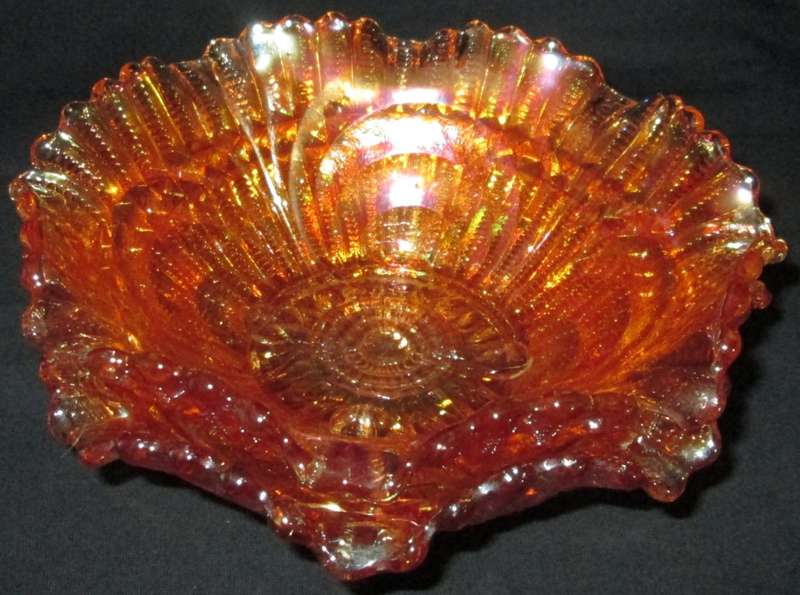 Home Decor-Carnival Glass-Bowls-Pair-Scroll Embossed Imperial File Set -Good Condition