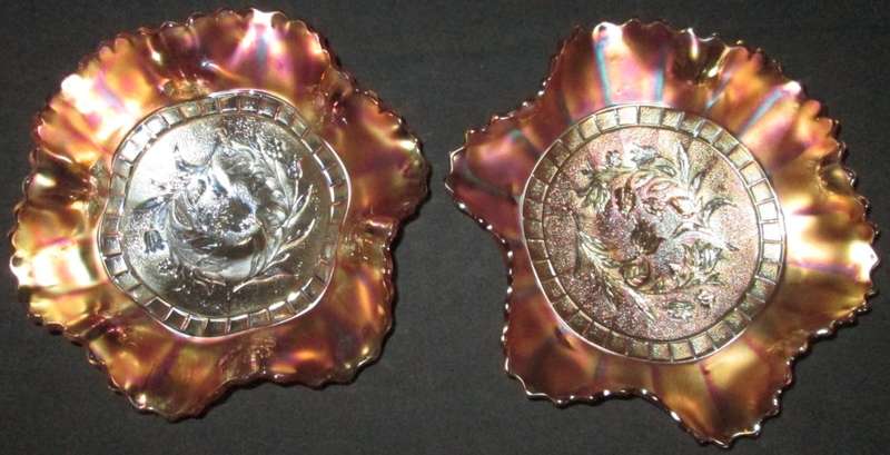 Home Decor-Carnival Glass-Bowls-Pair-Windflower Dugan Glass -Good Condition
