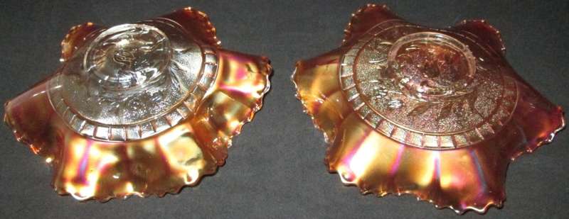 Home Decor-Carnival Glass-Bowls-Pair-Windflower Dugan Glass -Good Condition
