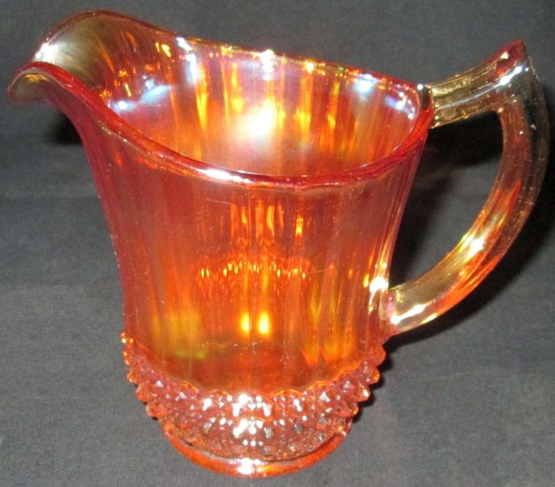 Home Decor-Carnival Glass-Milk Pitcher-Flute + Cane Imperial-Good Condition