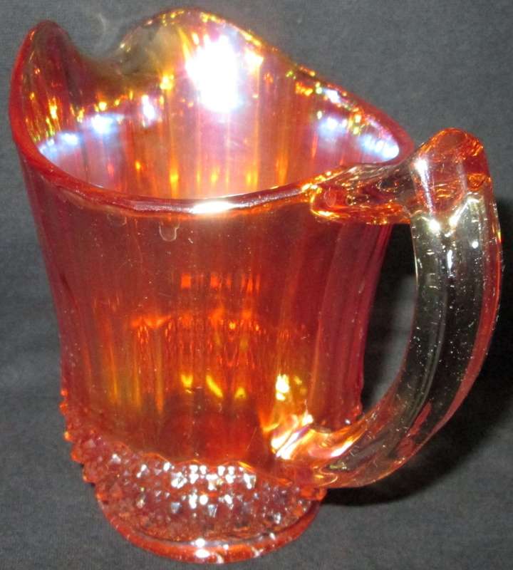 Home Decor-Carnival Glass-Milk Pitcher-Flute + Cane Imperial-Good Condition