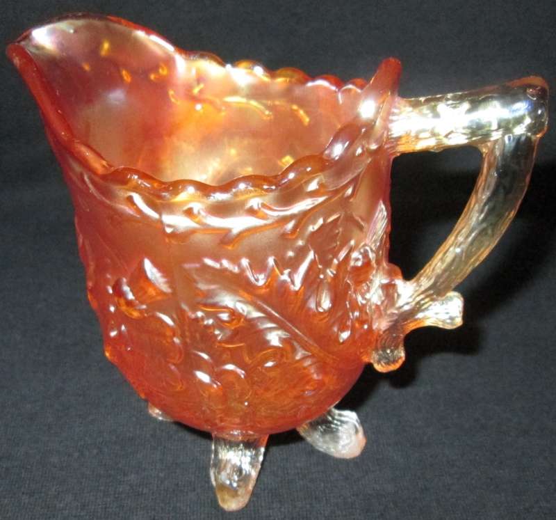 Home Decor-Carnival Glass-Footed Milk Jug-Thistle and thorn not Attributed - Good Condition