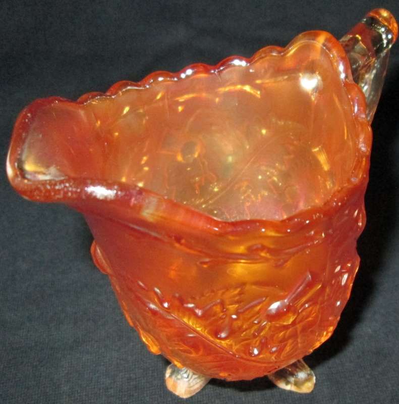 Home Decor-Carnival Glass-Footed Milk Jug-Thistle and thorn not Attributed - Good Condition