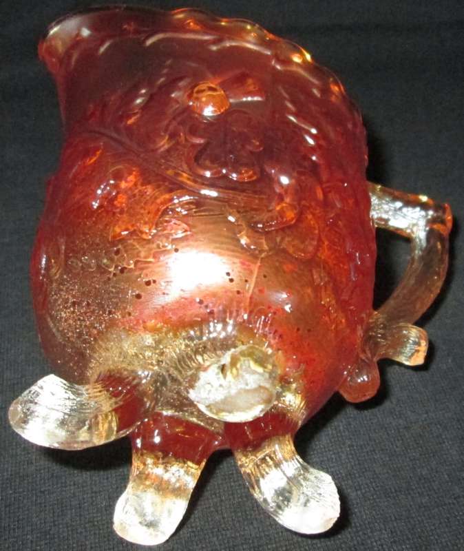 Home Decor-Carnival Glass-Footed Milk Jug-Thistle and thorn not Attributed - Good Condition