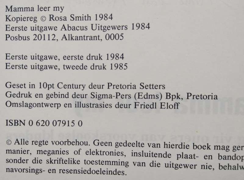 Book-1985-Mamma Leer My/Rosa Smith/Koos Meij/82pages.