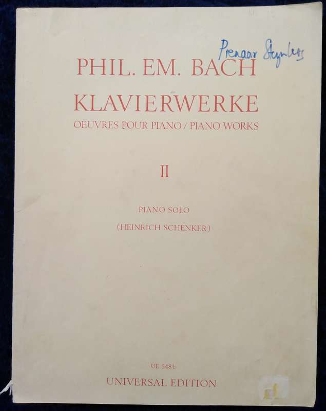 Book-Phil.Em.Bach Klavierwerke/OEUVRES POUR Piano/Piano Solo Heinrich Schenker/UE548b.