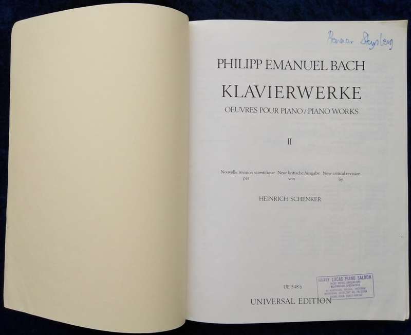 Book-Phil.Em.Bach Klavierwerke/OEUVRES POUR Piano/Piano Solo Heinrich Schenker/UE548b.