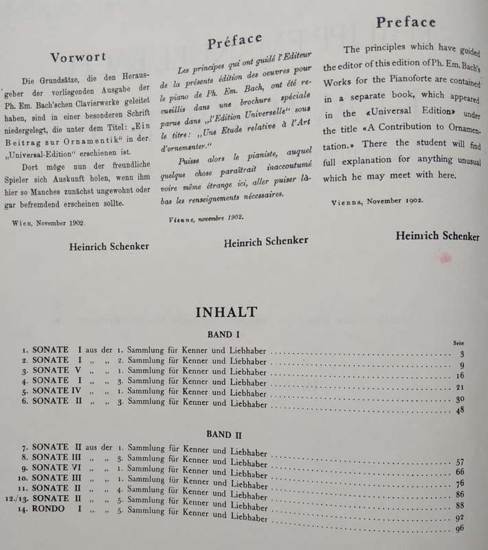Book-Phil.Em.Bach Klavierwerke/OEUVRES POUR Piano/Piano Solo Heinrich Schenker/UE548b.