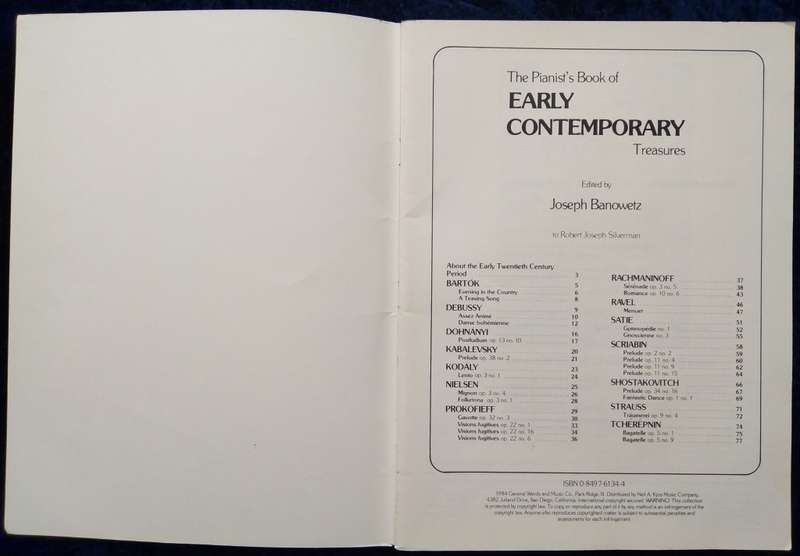 Book-The Pianist`s Book of Early Contemporary Treasures Edited by Joseph Banowetz
