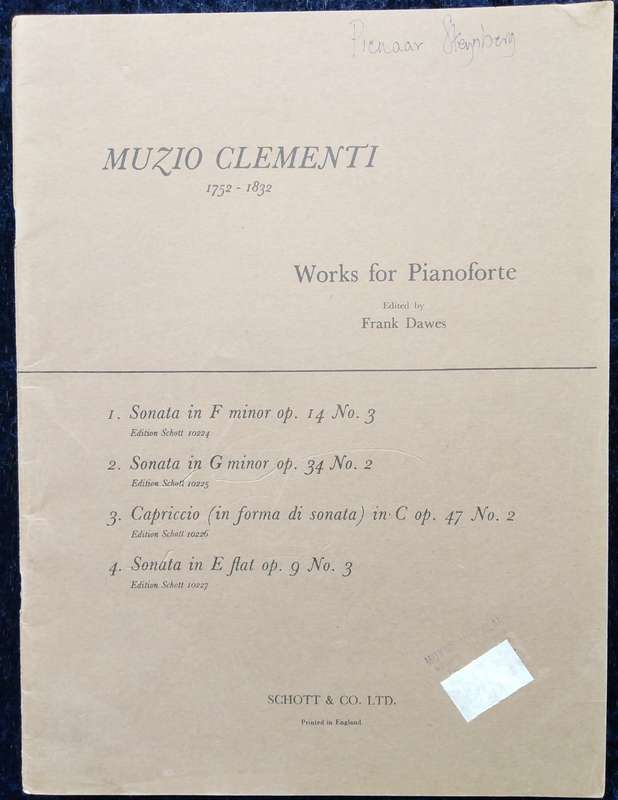 Book-Muzio Clementi 1752-1832/Works for Pianoforte/Edited by Frank Dawes.