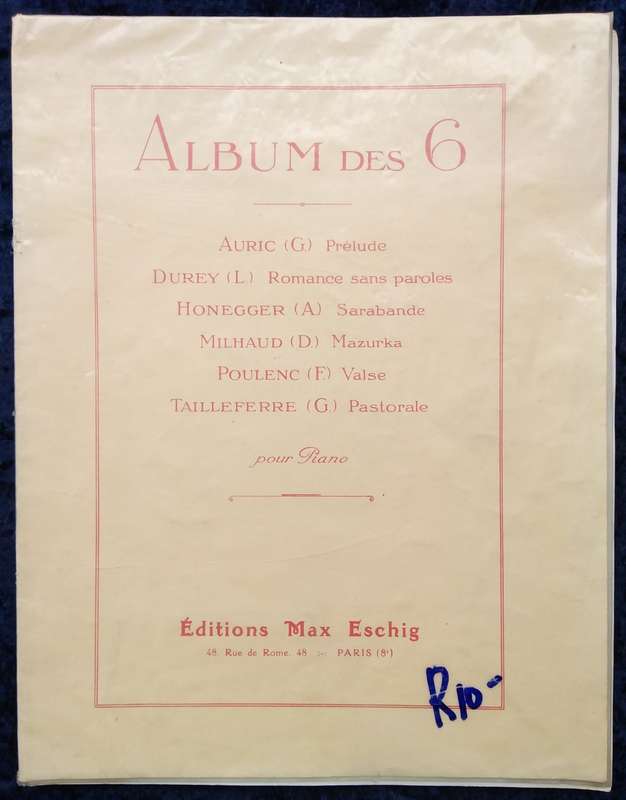 Book-Album Des 6/Editions Max Eschig