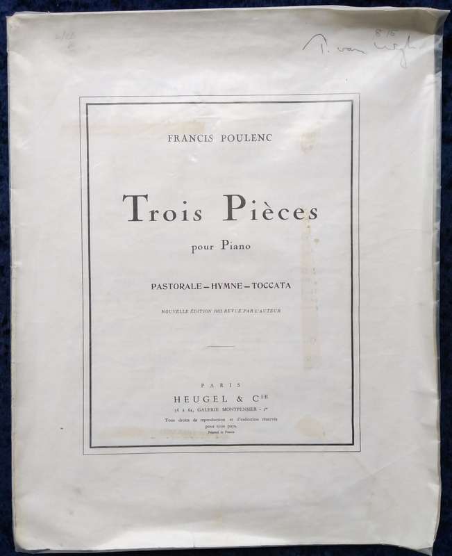 Book-Francis Poulenc/Trois Pieces/Pour Piano/Pastorale Hymne Toccata.