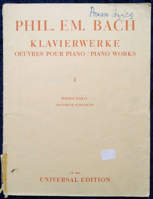Book-Phil.Em.Bach Klavierwerke/OEUVRES POUR Piano/Piano Works 1 Piano Solo/Heinrich Schenker.