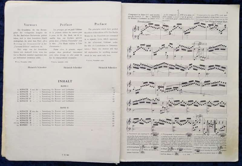 Book-Phil.Em.Bach Klavierwerke/OEUVRES POUR Piano/Piano Works 1 Piano Solo/Heinrich Schenker.
