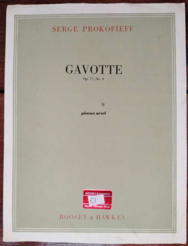 Book-Serge Prokofieff/Gavotte/Op 77 No4/Piano Seul/Boosey & Hawkes
